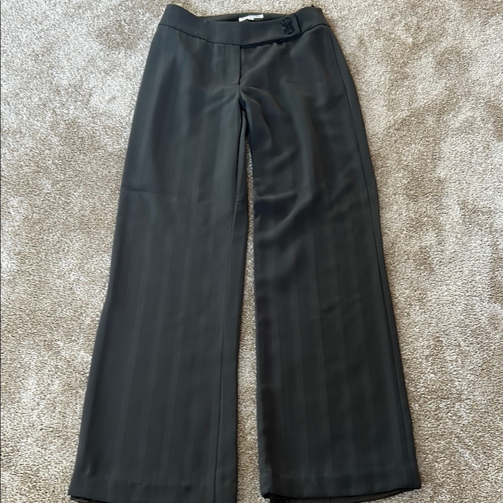 Chic Gray Pinstripe Trousers with Button Detail